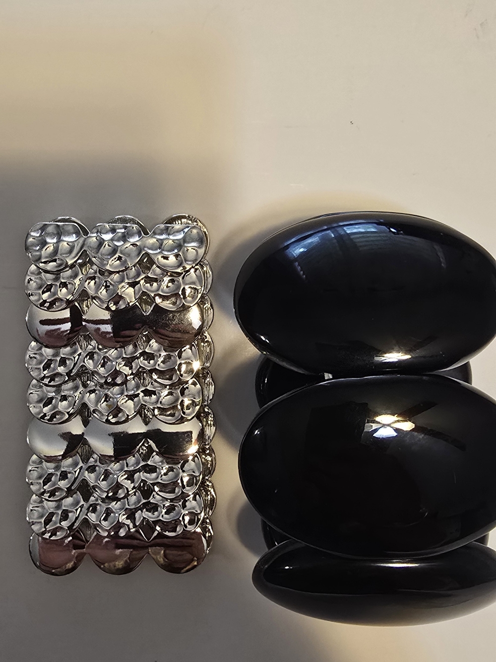 Black and Silver Womenβs Stretch Bracelet Set